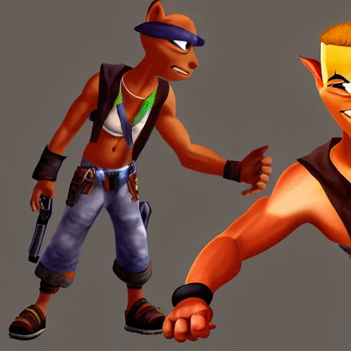 Image similar to carl johnson as a jak and daxter character, jak and daxter screenshot, digital art, ps 2