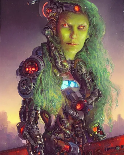 Image similar to a cyberpunk half length portrait of cyborg medusa, by paul lehr, jesper ejsing