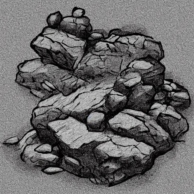 Image similar to a stylized illustration of a rock