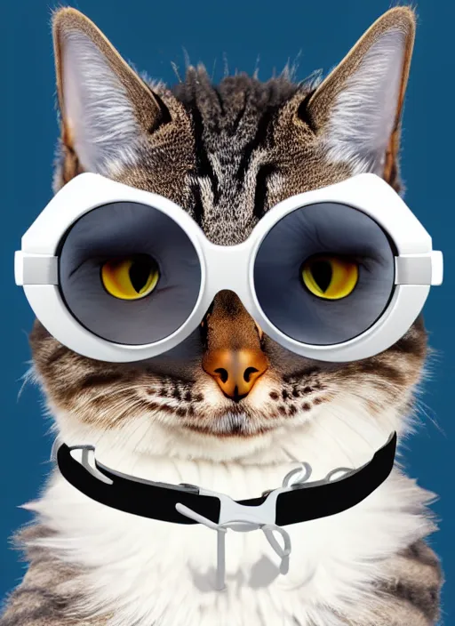 Image similar to a cat owl hybrid digital art wearing aviator goggles and jacket