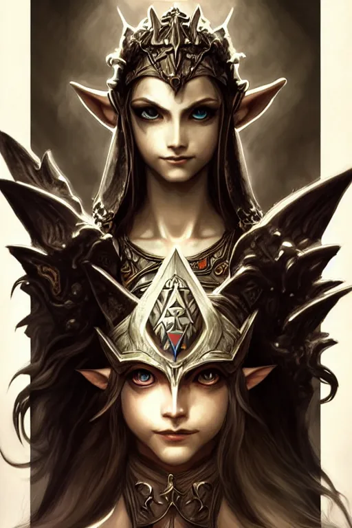 Image similar to dark fantasy, link legend of Zelda twilight Princess portrait, dark surrealist , fantasy, intricate, elegant, highly detailed, digital painting, artstation, concept art, smooth, sharp focus, illustration, art by artgerm and greg rutkowski and alphonse mucha