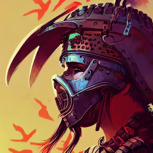 Image similar to cyberpunk viking helmet mask warrior goddess robot ninja fantasy, art gta 5 cover, official fanart behance hd artstation by jesper ejsing, by rhads, makoto shinkai and lois van baarle, ilya kuvshinov, ossdraws