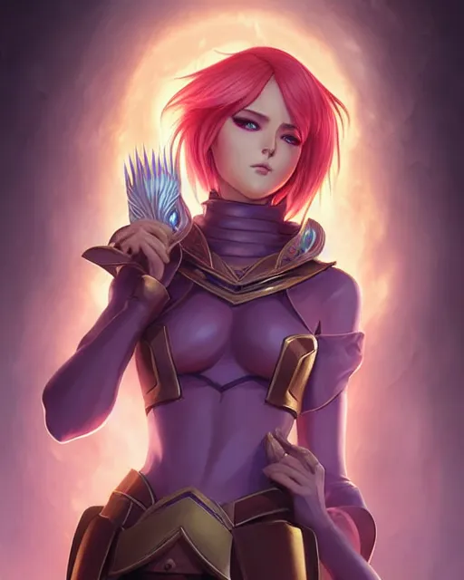 Image similar to portrait Evelyn character league-of-legends game flamed hair sharp fine-face, pretty face, realistic shaded Perfect face, fine details. Anime. Evelyn character league-of-legends game realistic shaded lighting by katsuhiro otomo ghost-in-the-shell, magali villeneuve, artgerm, rutkowski Jeremy Lipkin and Giuseppe Dangelico Pino and Michael Garmash and Rob Rey