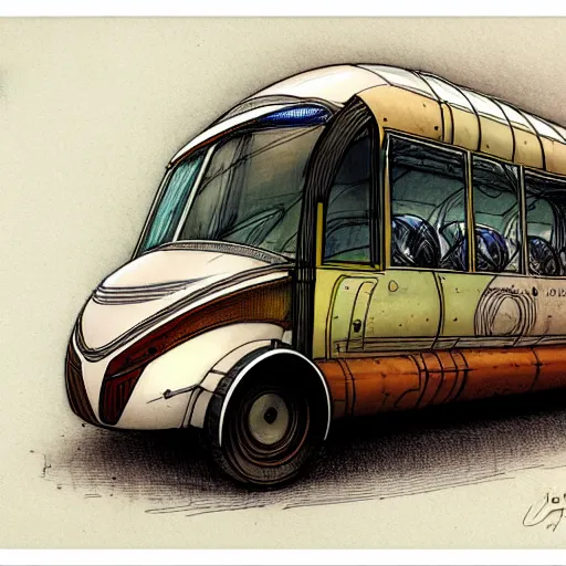 Image similar to design, a jet bus vehicle, borders, lines, decorations, muted colors, by jean - baptiste monge