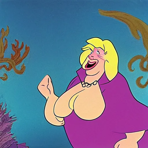 Prompt: ( boris johnson ) as ursula from the little mermaid, 1 9 8 9 disney, cartoon,