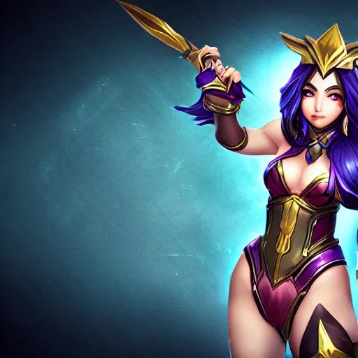 Prompt: Splashart of Sivir from League of Legends