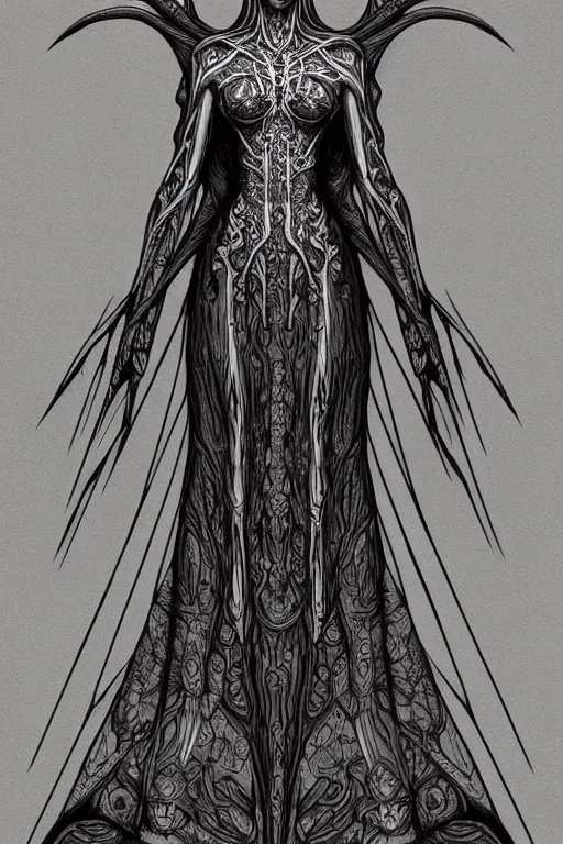 Image similar to digital art, centered full body of elven bride ,intricate, veins, by piet mondrian ultradetailed, charachter design, concept art, trending on artstation,