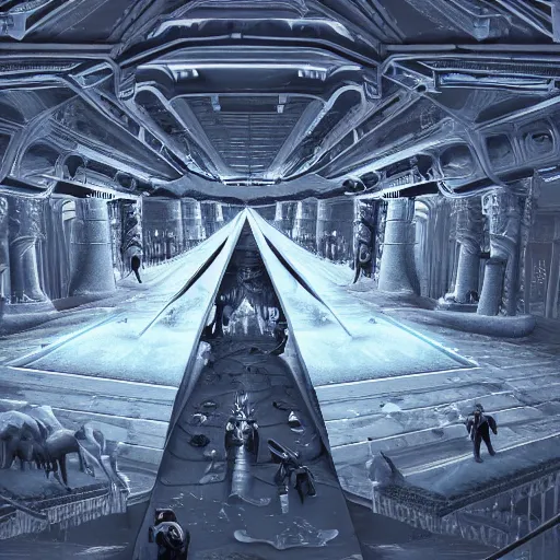 Prompt: future disciples of Pythagoras, in perfect frozen symmetrical world, sinner cataclysm, dynamic lighting, deus ex machina, primeval duality, cinematic, establishing shot, extremely high detail, photo realistic, cinematic lighting, oil painting, intricate line drawings, 8k resolution