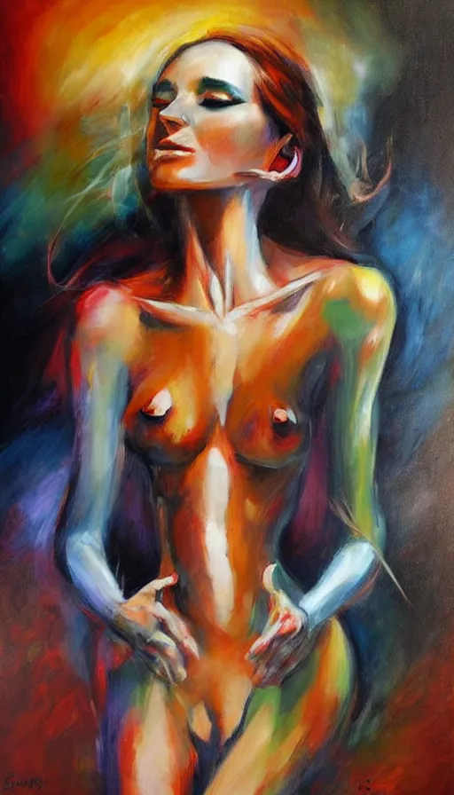 Image similar to psytrance artwork, by emilia wilk