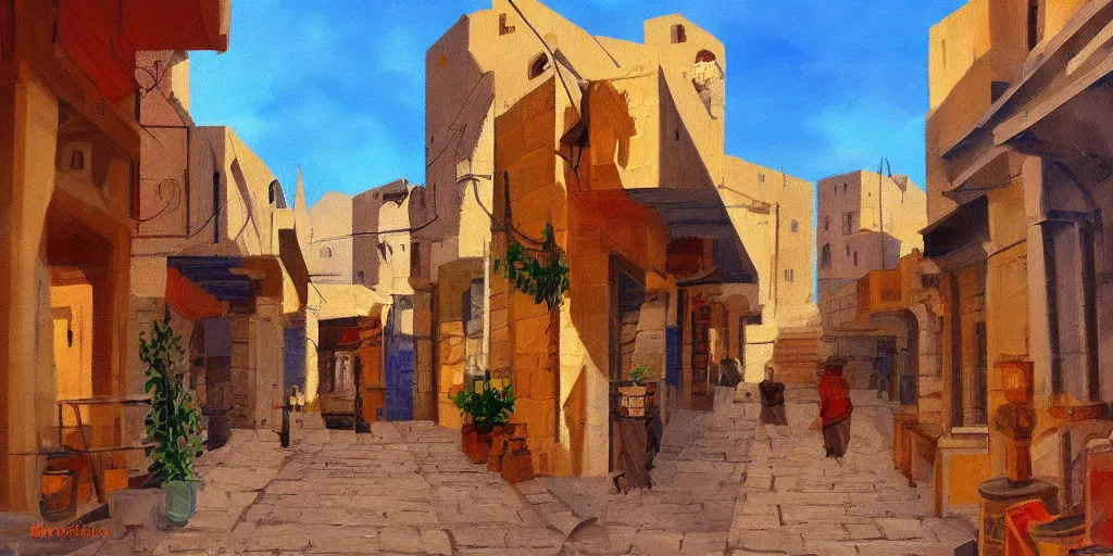 Prompt: mardin old town, digital oil painting, deviantart