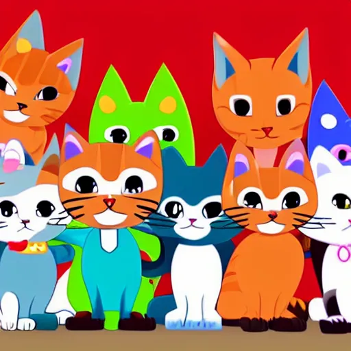 Prompt: cats party in animation cartoon style