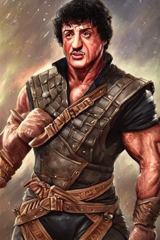 Prompt: sylvester stallone portrait as a dnd character fantasy art.