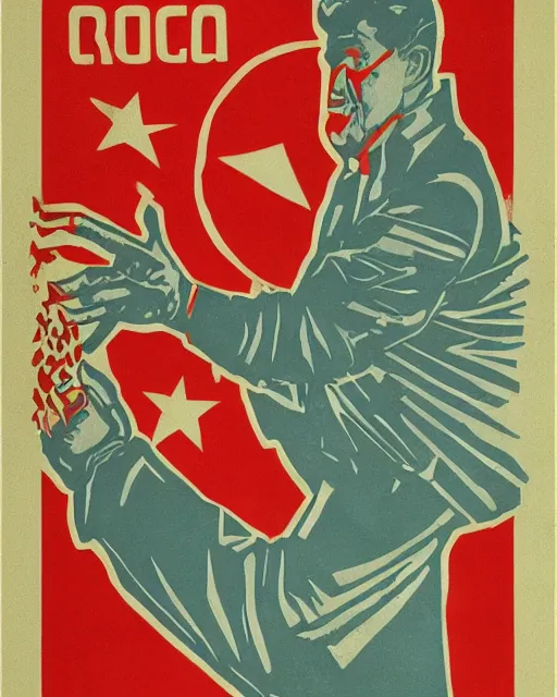 Prompt: a poster representing the collapse of ussr, retro, vintage, serigraphy, sovietic era,