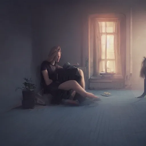 Prompt: lack of curiosity, jana schirmer, johannes voss, 8 k resolution, dramatic lighting, cinematic, detailed