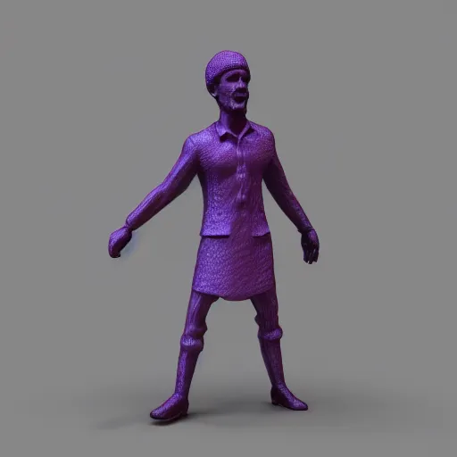 Prompt: purple miniature man, 3 d render