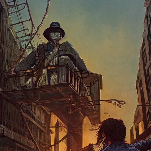 Image similar to Waynes Haberdashery from the Book Series Mistborn Illustrated by Michael Whelan