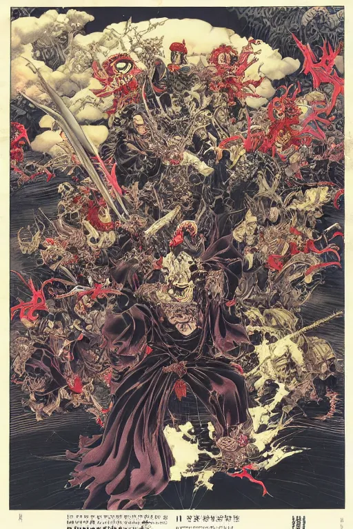 Image similar to 中 元 节, 中 国 鬼 节, king of hell, comic book page, symmetrical, by yoichi hatakenaka, masamune shirow, josan gonzales and dan mumford, ayami kojima, takato yamamoto, barclay shaw, karol bak, yukito kishiro