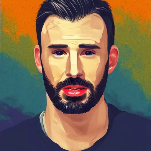 Image similar to portrait of chris evans, highly detailed, centered, solid color background, digital painting