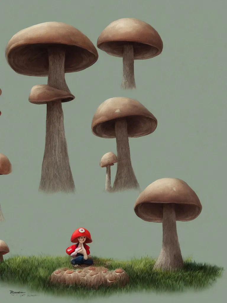 Prompt: sitting on a mushroom by disney concept artists, blunt borders, rule of thirds!