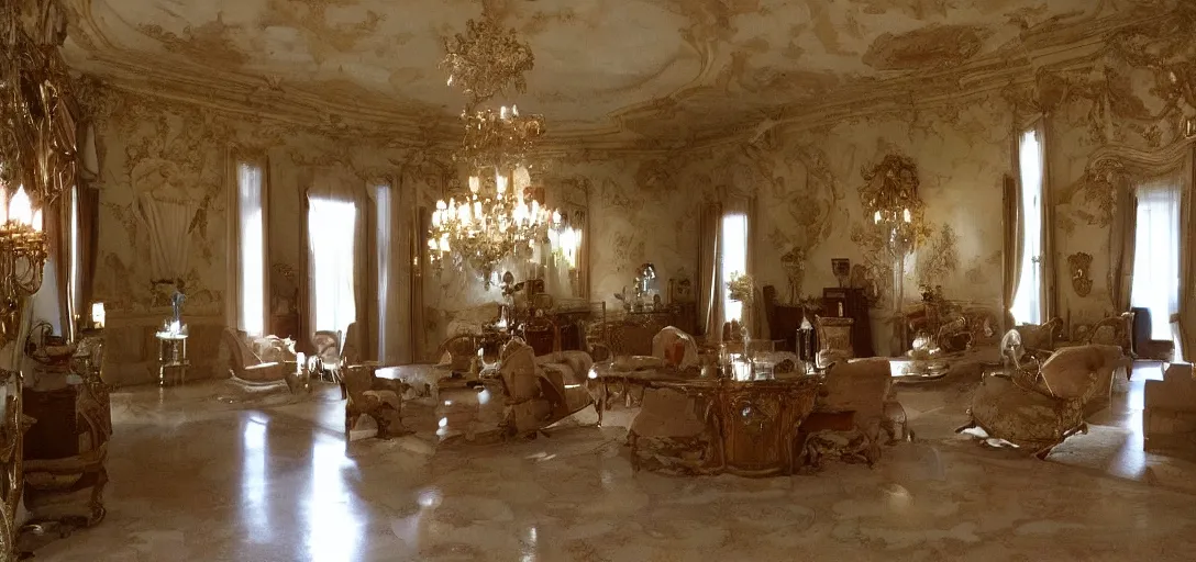 Prompt: a 2 0 0 0 s digital photo with flash on of the interior of an italian villa, low quality image taken off an interior design blog.