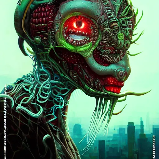 Image similar to lofi scorn biopunk venom portrait, Pixar style, by Tristan Eaton Stanley Artgerm and Tom Bagshaw.