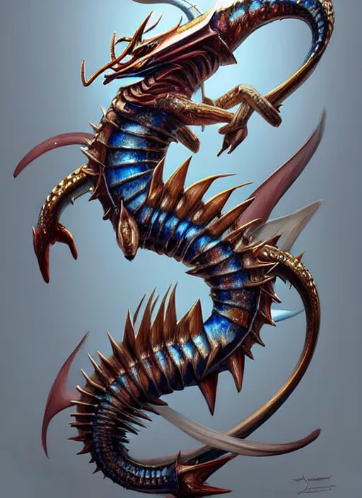 Prompt: a male anthromorphic gyarados pokemon, diffuse lighting, fantasy, intricate, elegant, highly detailed, lifelike, photorealistic, digital painting, artstation, illustration, concept art, smooth, sharp focus, art by john collier and albert aublet and krenz cushart and artem demura