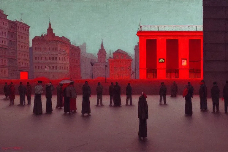 Image similar to only with red, crowd cheering a lot, an exposed picture in a city square, in the style of beksinski, parts by edward hopper, parts by rodcenko, parts by yue minjun, intricate and epic composition, red by caravaggio, insanely quality, highly detailed, masterpiece, red light, artstation, 4 k