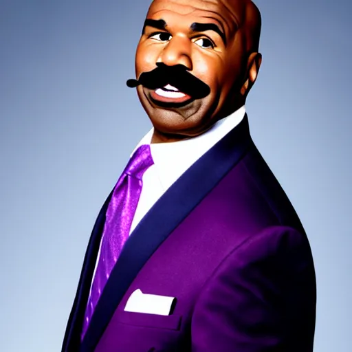 Prompt: steve harvey but his mustache is purple