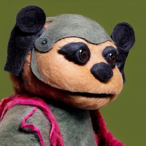 Image similar to ewok as a muppet. highly detailed felt. hyper real photo. 4 k.