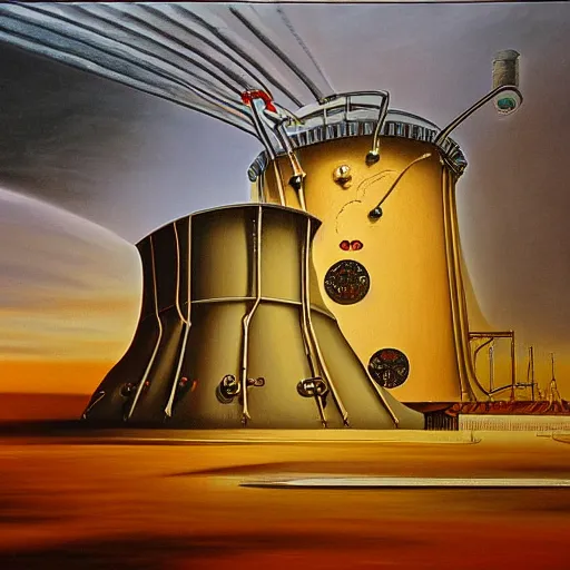 Image similar to A very detailed oil painting of a nuclear reactor by Slavador Dali