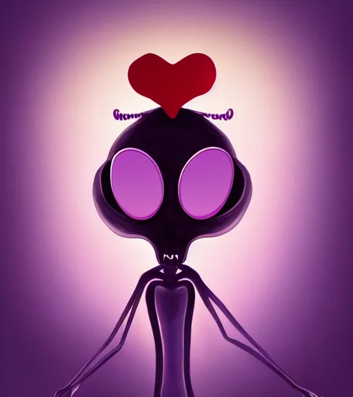 Prompt: character portrait art, ant alien with love in its heart, trending in artstation, purple color lighting