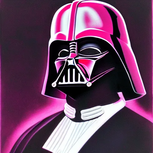 Image similar to Darth Vader in a pink suit