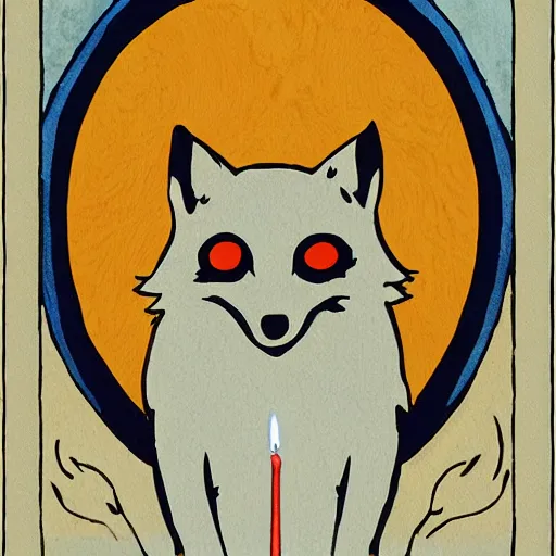 Image similar to a fox with candle head by studio ghibli