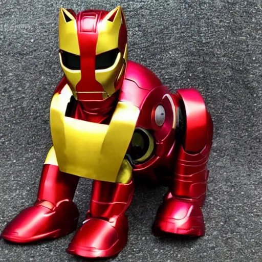 Prompt: kitten dressed as iron man