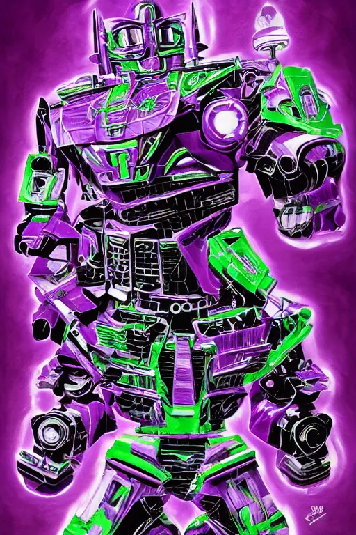 Image similar to portrait of cowboy johnny cash as purple green optimus prime power ranger from transformers surfing tonic stimulant fluids on air guitar zord UFO hoverboard, intricate, highly detailed, smooth, artstation, digital illustration by Lisa Frank and Ruan Jia and Mandy Jurgens and Artgerm and Wayne Barlowe and Greg Rutkowski and Zdislav Beksinski