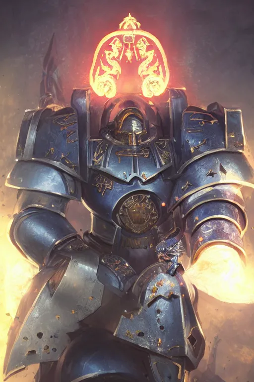 Image similar to armor portrait heros warhammer 4 0 k horus heresy fanart - the primarchs emperor by johannes helgeson animated with vfx concept artist & illustrator global illumination ray tracing hdr fanart arstation zbrush central hardmesh 8 k octane renderer comics stylized