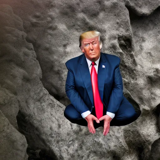 Prompt: hyper realistic photo of donald trump peeing off a cliff