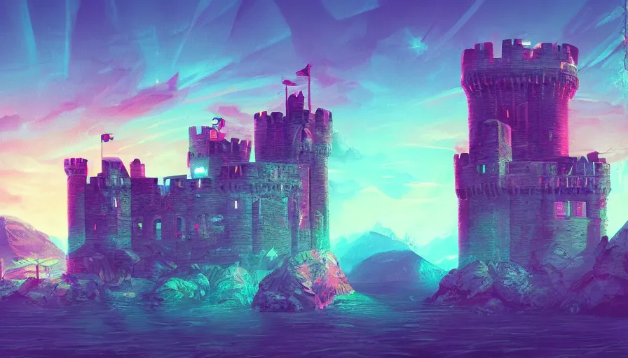 Image similar to a old castle, epic retrowave art, trending on art station