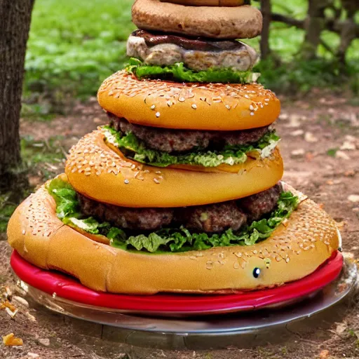 Image similar to a tree made of burgers