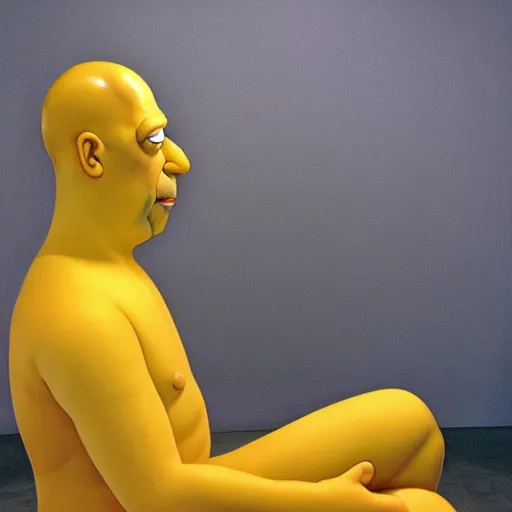 Image similar to ron mueck sculpture of homer simpson