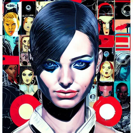 Image similar to portrait of a female android, by MARVEL comics and Sandra Chevrier