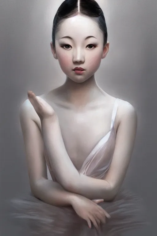 Prompt: hyperrealistic photography of a highly detailed and symmetrical gorgeous asian female ballerina in the style of vargas and wlop, highly detailed, face symmetry, highly realistic hands, masterpiece, award - winning, sharp focus, intricate concept art, ambient lighting, 8 k, artstation