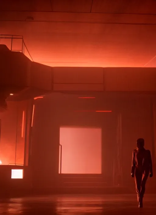 Image similar to a bright silhouette hovers above the ground inside of a hall. liminal, cozy, bladerunner 2 0 4 9 set design by alessandra querzola ( 1 9 8 8 )