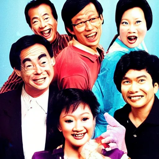 Image similar to a 1 9 8 0 s singaporean promotional poster for a sitcom