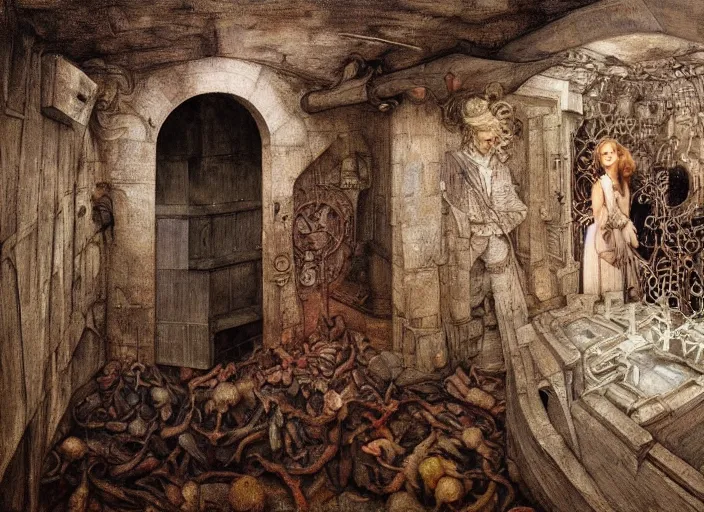 Image similar to jim henson's labyrinth. oubliette. you are in an oubliette : a place where people and things are put to be forgotten by edgar maxence and caravaggio and delacroix style, artistic, intricate painting, cinematic lighting, hyper realistic, extremely detailed, vivid colors, establishing shot, dramatic lighting