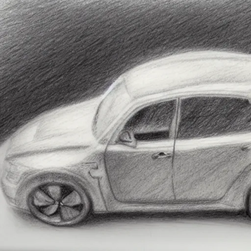 Prompt: car in bread, masterpiece pencil and charcoal sketch