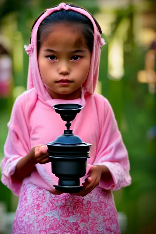 Image similar to a beautiful little girl holding a censer