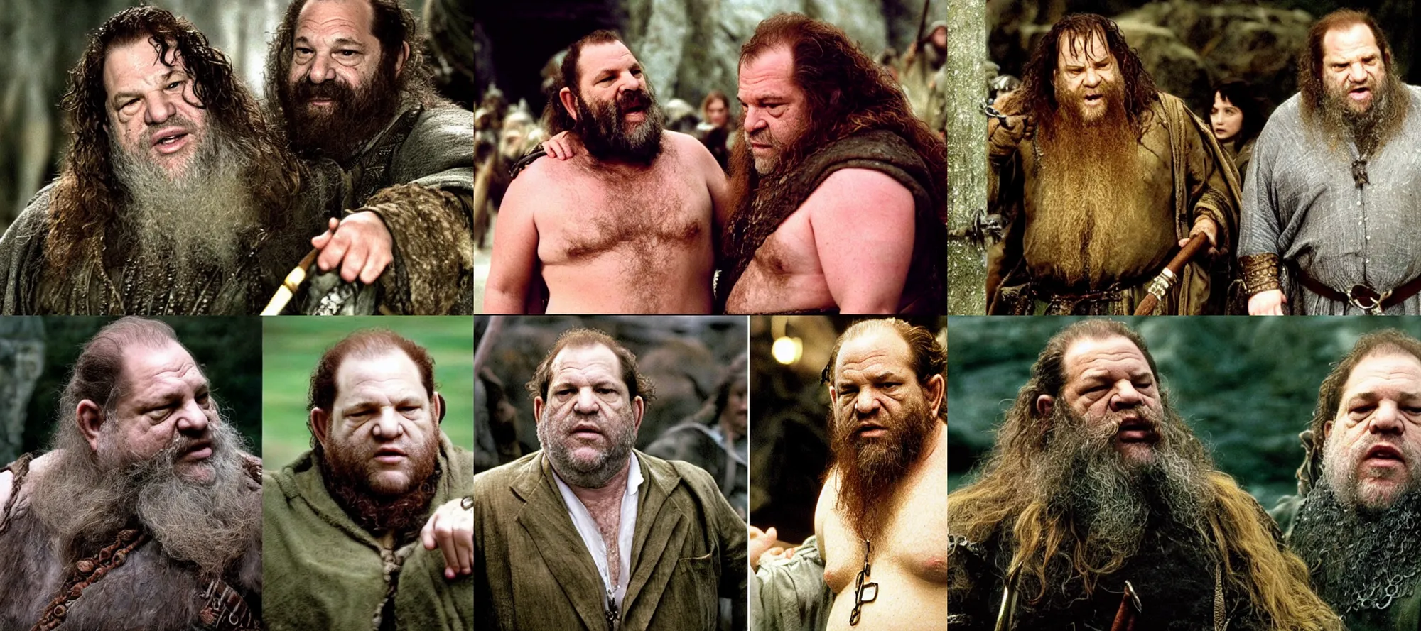 Prompt: harvey weinstein as gimli lord of the rings 2 0 0 1