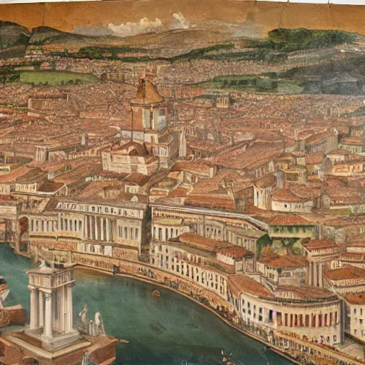 Image similar to highly detailed painting of the inner city of rome during 2 2 0 bc, 4 k resolution, by jaquis luis david, visible paint layers, renaissance.