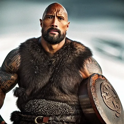 Image similar to dwayne johnson in vikings 4 k quality super realistic